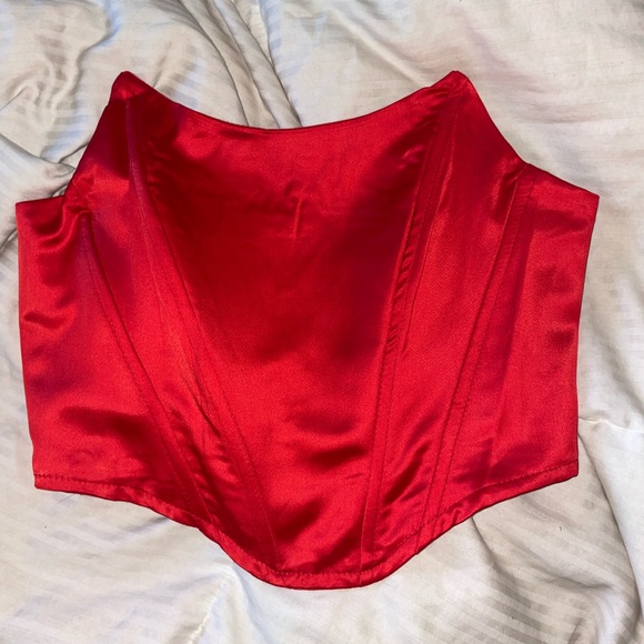 Red satin corset top - Picture 2 of 3